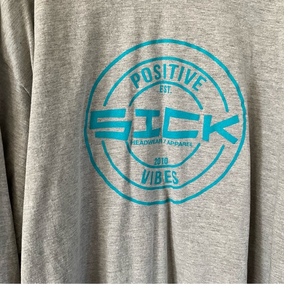 Tultex T Shirt Men’s XXL Gray Long Sleeve Positive Vibes Sick Apparel Headwear - Picture 3 of 5